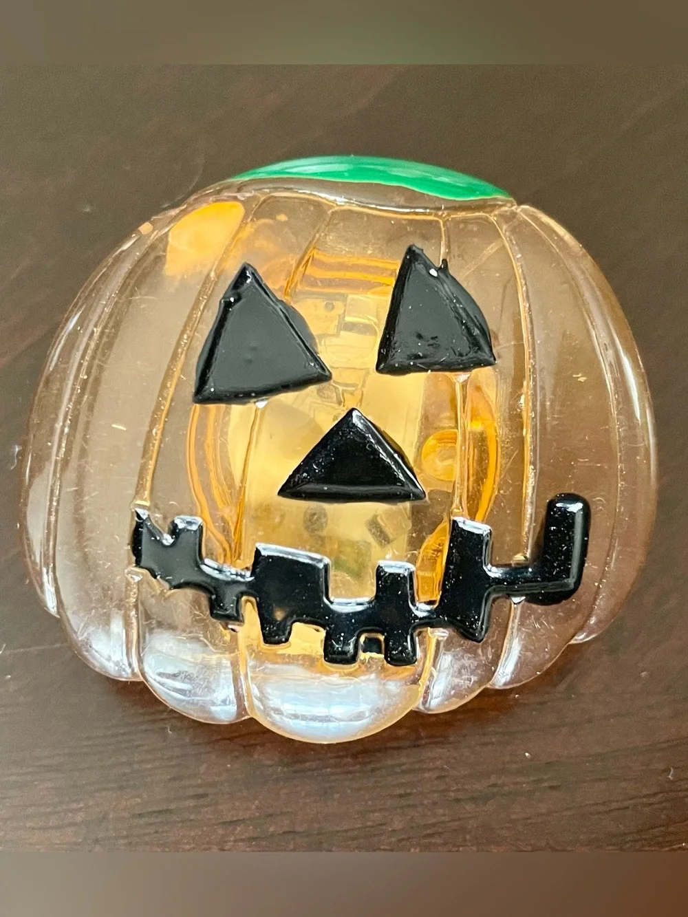 Plastic Halloween Pumpkin Lapel Pin Jewelry - Needs a New Battery to Light Up